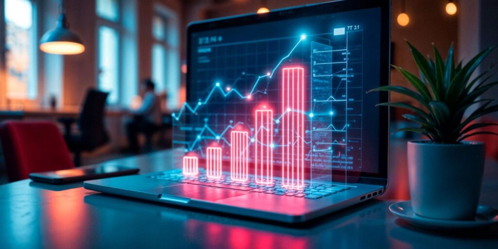 Tela de gráfico de trading mostrando tendências de mercado